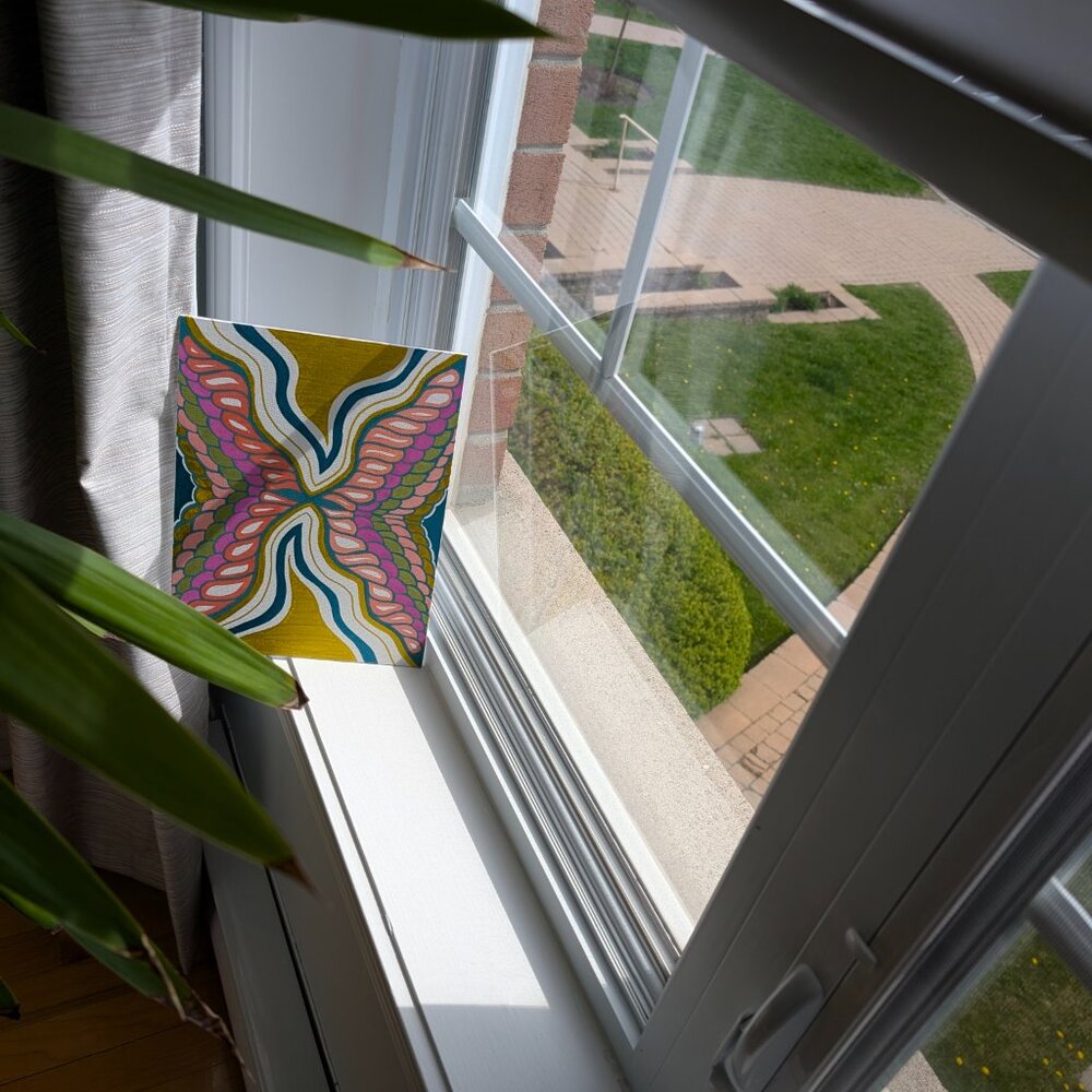 CA$50.00  Wings of Flow - Original 9" x 12" x 1/8" Geometric Abstract | Paint Ma - Picture 7 of 7